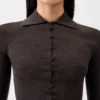 The Merino long-sleeve polo shirt Sheer knit polo