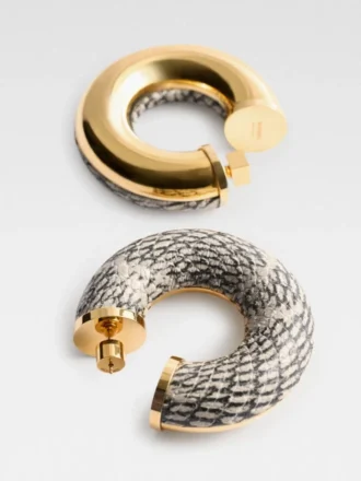 The Mojave hoops earrings Cobra-motif leather hoop earrings