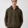The piqué hooded cardigan Piqué knit hooded cardigan